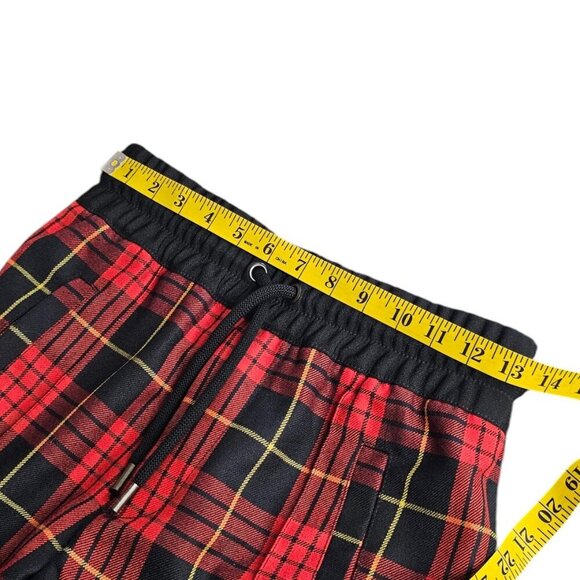 Palm Angels Mens Red & Black Logo Wool Trousers, Zip Bottom, Plaid, Pants, 44/XS - Picture 5 of 12